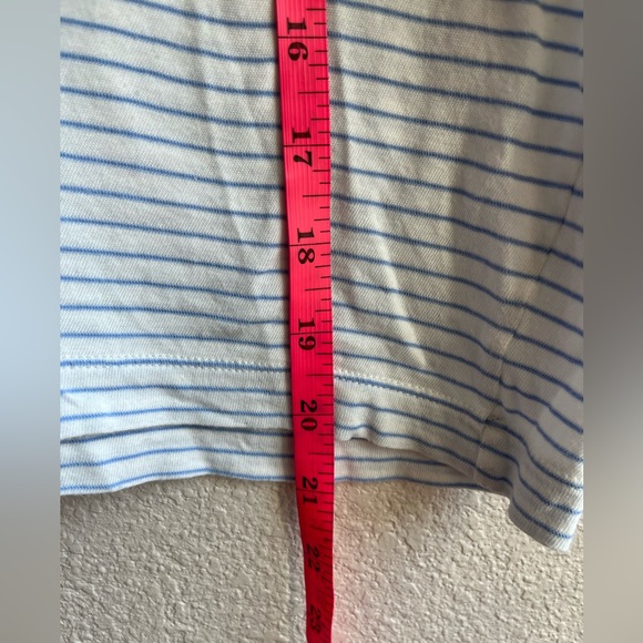 Vince Blue & White Pencil Stripe Dolman Sleeve Crewneck Cotton Top XS - Picture 8 of 9